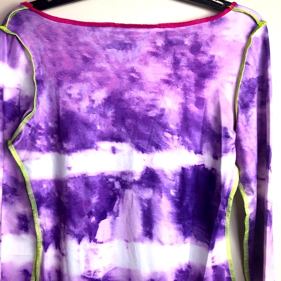 Color-block tie dye bodycon dress purple & white Stretch MED - Picture 14 of 15